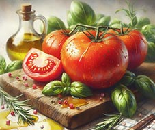 tomates y bote con aceite
